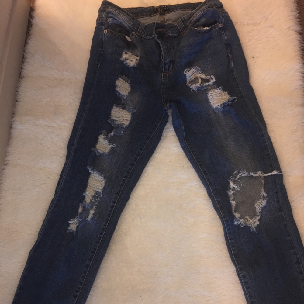 Forever 21 Distressed Blue Jeans